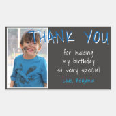 Blue Gray Birthday Boy Foto Hartelijk dank Rechthoekige Sticker (Voorkant)