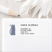 Blue Gray Cat Return Address Etiket (Insitu)