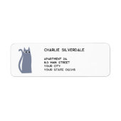 Blue Gray Cat Return Address Etiket (Voorkant)