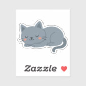 Blue Gray Cat Sticker – Calm and Cozy Cartoon (Vel)