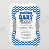 Blue Gray Chevron Baby shower Uitnodiging (Voorkant / Achterkant)