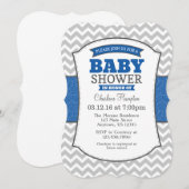 Blue Gray Chevron Baby shower Uitnodiging (Voorkant / Achterkant)