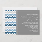 Blue Gray Chevron Bridal Lunch Invitation Kaart (Achterkant)