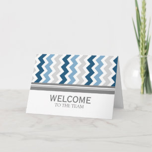 Blue Gray Chevron Employee Welkom bij het team Kaart