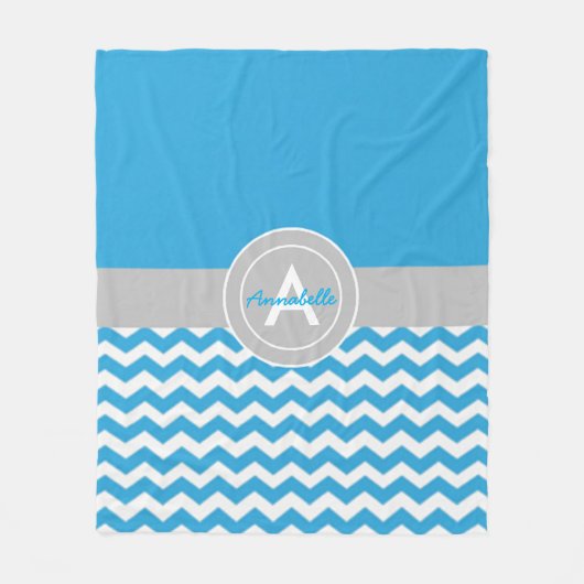 Blue Gray Chevron Fleece Deken (Voorkant)