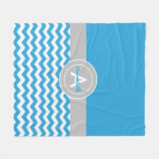Blue Gray Chevron Fleece Deken (Voorkant (Horizontaal))