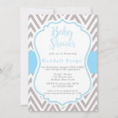 Blue Gray Chevron Lijst Boy Baby shower (Voorkant)