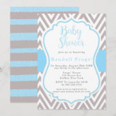 Blue Gray Chevron Lijst Boy Baby shower (Voorkant / Achterkant)