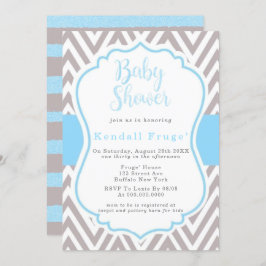Blue Gray Chevron Lijst Boy Baby shower
