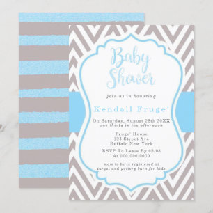 Blue Gray Chevron Lijst Boy Baby shower