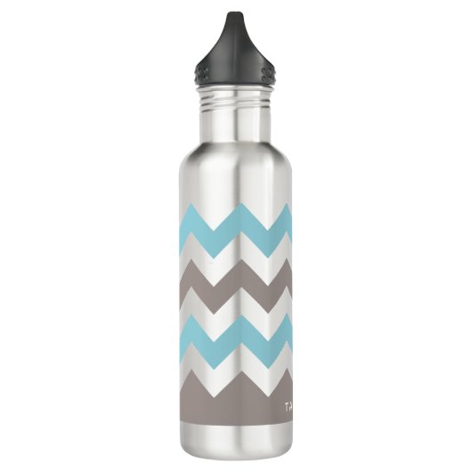 Blue Gray Chevron Pattern Waterfles (Links)