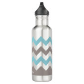 Blue Gray Chevron Pattern Waterfles (Rechts)
