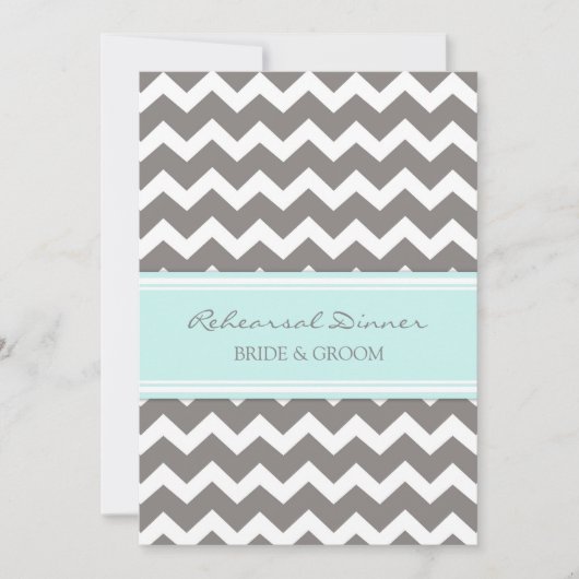 Blue Gray Chevron Rehearsal Dinner Party Kaart (Voorkant)