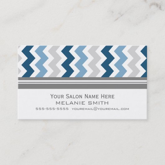 Blue Gray Chevron Salon Appointards Afsprakenkaartje (Voorkant)