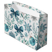 BLUE & GRAY CHRISTMAS BALLS & BOWS GROOT CADEAUZAKJE (Achterkant Gekanteld)