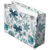 BLUE & GRAY CHRISTMAS BALLS & BOWS GROOT CADEAUZAKJE (Voorkant Gekanteld)