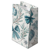 BLUE & GRAY CHRISTMAS BALLS & BOWS KLEIN CADEAUZAKJE (Achterkant Gekanteld)