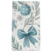 BLUE & GRAY CHRISTMAS BALLS & BOWS KLEIN CADEAUZAKJE (Voorkant)