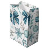 BLUE & GRAY CHRISTMAS BALLS & BOWS MEDIUM CADEAUZAKJE (Achterkant Gekanteld)