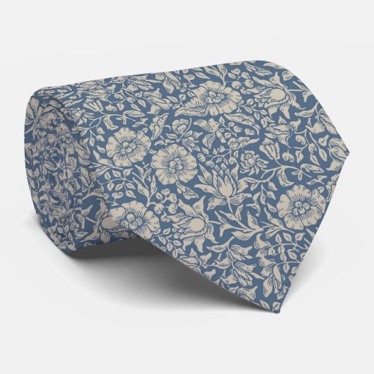 Blue Gray Floral Pattern William Morris Stropdas (Opgerold)