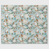 Blue Gray Floral Winter Magnolia Cadeaupapier (Vlak)
