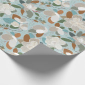 Blue Gray Floral Winter Magnolia Cadeaupapier (Hoek)