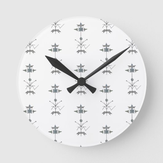 Blue Gray Green Geometric-Modern Pattern Ronde Klok (Voorkant)