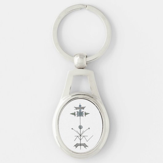 Blue Gray Green Geometric Sleutelhanger (Voorkant)