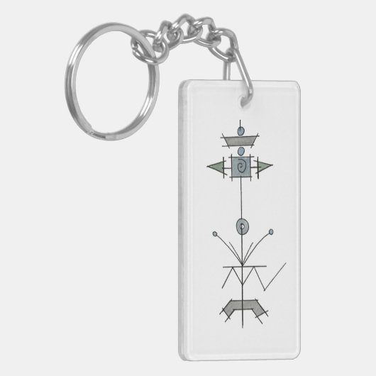 Blue Gray Green Geometric Sleutelhanger (Voorkant Links)