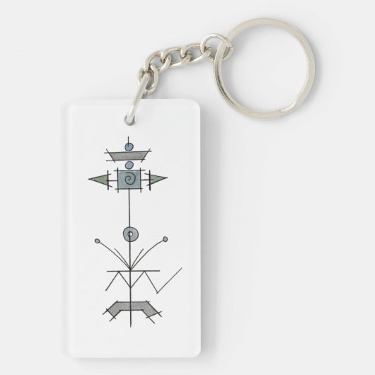 Blue Gray Green Geometric Sleutelhanger (achterkant)