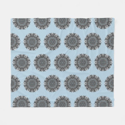 Blue Gray Mandala Blanket Fleece Deken (Voorkant (Horizontaal))
