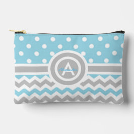 Blue Gray Polka Dot Chevron Etui