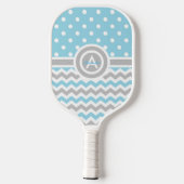 Blue Gray Polka Dot Chevron Pickleball Paddle (Achterkant)