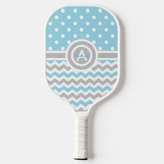 Blue Gray Polka Dot Chevron Pickleball Paddle (Achterkant)