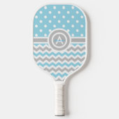Blue Gray Polka Dot Chevron Pickleball Paddle (Voorkant)