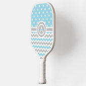 Blue Gray Polka Dot Chevron Pickleball Paddle (Links)