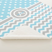 Blue Gray Polka Dot Chevron Sherpa Deken (3/4)