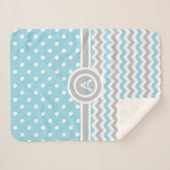 Blue Gray Polka Dot Chevron Sherpa Deken (Voorkant (horizontaal))
