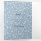 Blue Gray Princess Swirl Elegant Fairytale Wedding Drieluik Uitnodiging (Binnenzijde eerst)