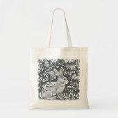Blue Gray Rabbit Bunny Bird Floral Dedham Delft Tote Bag (Voorkant)