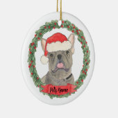 Blue Gray Silver Frenchie Keramisch Ornament (Rechts)