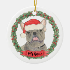 Blue Gray Silver Frenchie Keramisch Ornament