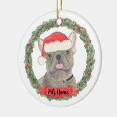 Blue Gray Silver Frenchie Keramisch Ornament (Links)