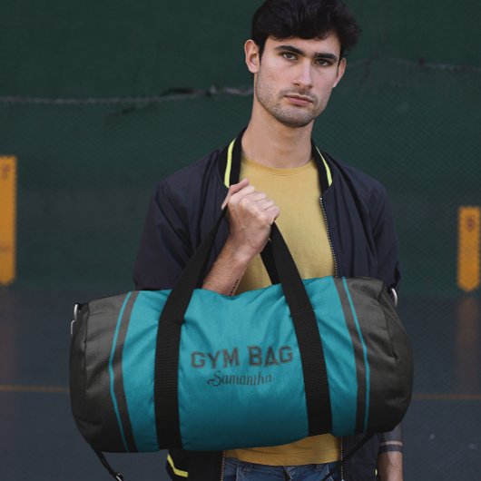Blue & Gray Sport Typography Gym Bag Custom Name Plunjezak