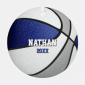 blue gray team colors keepsake basketball metalen ornament (Achterkant)