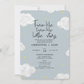 Blue Gray Watercolor Clouds Twin Boys Baby Shower Kaart (Voorkant)