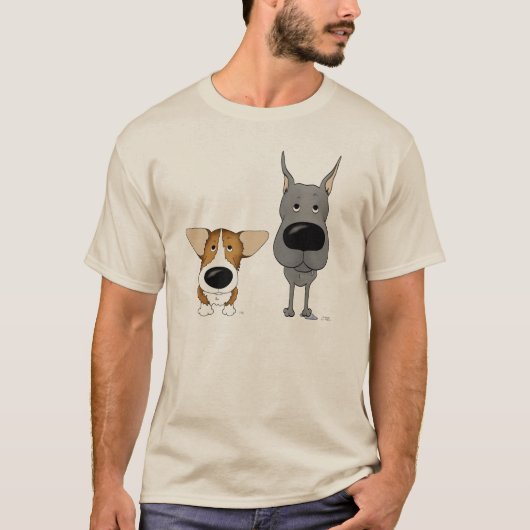 Blue Great Dane en Corgi T-shirt (Voorkant)