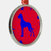 Blue Great Dane Metalen Ornament (Rechts)