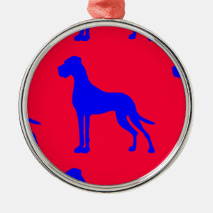 Blue Great Dane Metalen Ornament
