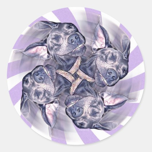 Blue Great Dane Pinwheels-Stickers Ronde Sticker (Voorkant)